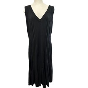 Shapefx Midi Dress Women‎ XL Black Sleeveless V-Neck Vertical Seams Stretch